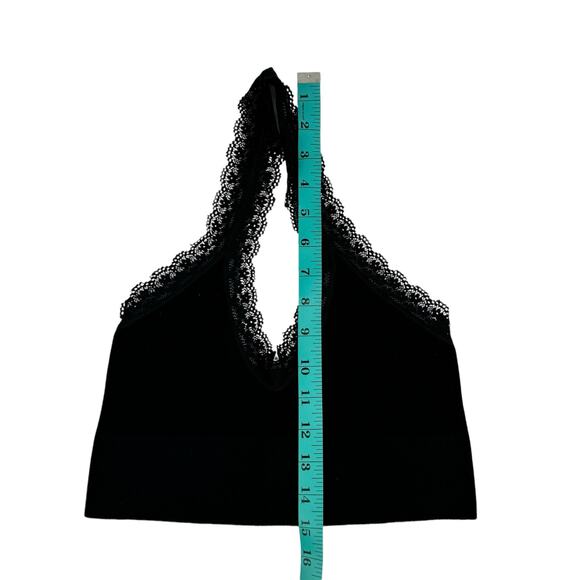 Out From Under UA M/L Harley Black Ribbed Lace Trim Halter Bra Bralette - Picture 8 of 10